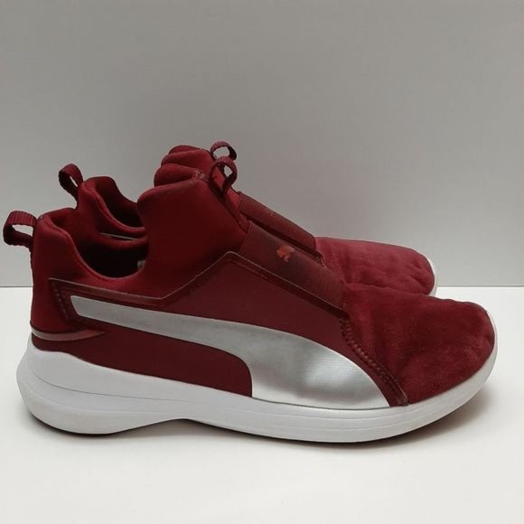 PUMA Rebel Mid-Top Slip-On Sneakers Shoes Burgundy Red Sz 9 - Picture 2 of 16